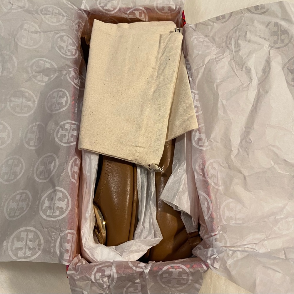 Tory Burch Minnie Travel Ballet Flats in Royal Tan/Gold - Picture 9 of 10